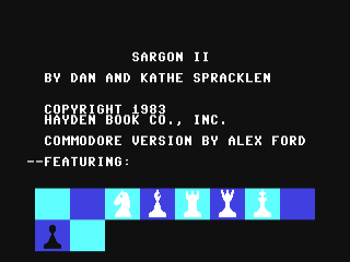Sargon II title screen for Commodore 64